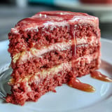 Pink rosé velvet cake for bridal showers, adorned with decadent gold drip.
