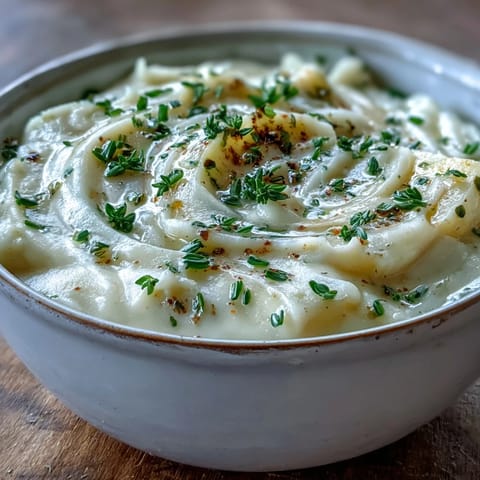 Hearty Potato Leek Soup garnished with crispy bacon, fresh chives, and served beside crusty bread.
