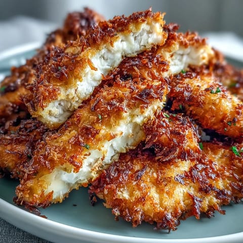 Air Fryer Chicken Strips with golden breading served alongside fresh mixed greens.