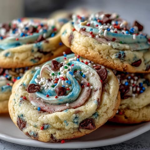 Whimsical pastel swirl sugar cookies with soft, buttery texture and festive rainbow colors.  