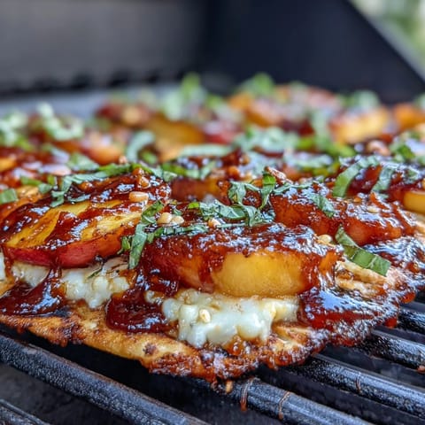 BBQ Peach Brie Flatbread Grill