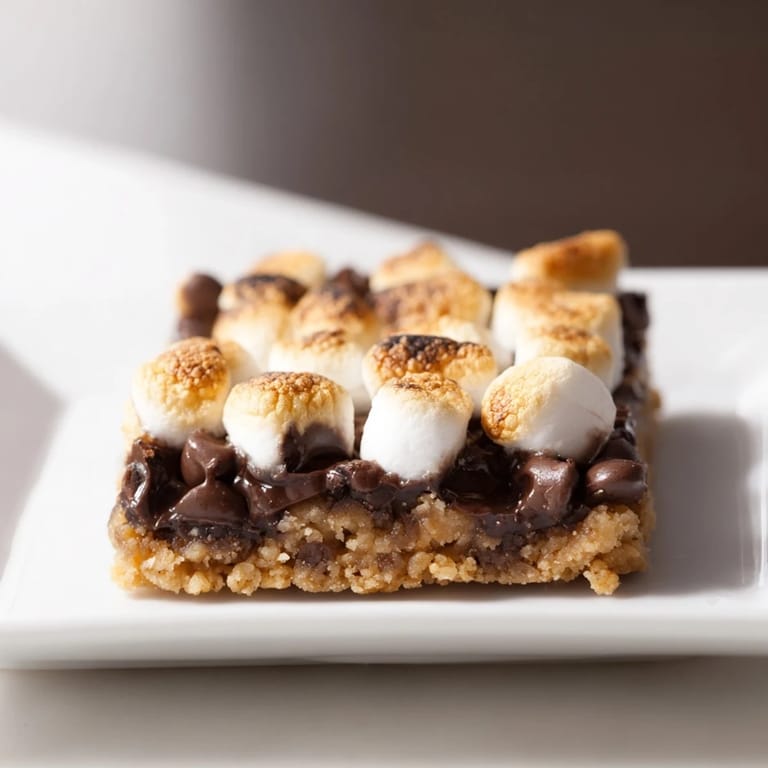 These easy Smores bars present a delicious campfire treat with layers of chocolate and toasted marshmallows.