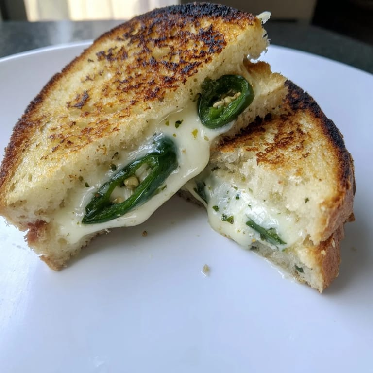 Sliced Jalapeño Havarti Grilled Cheese served hot, perfect with a side of tomato soup.