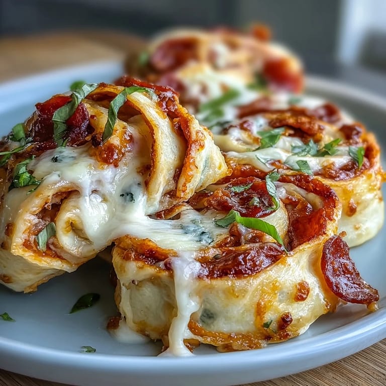 Party platter of Tortilla Pizza Rolls served warm with extra marinara for dipping on a white platter.