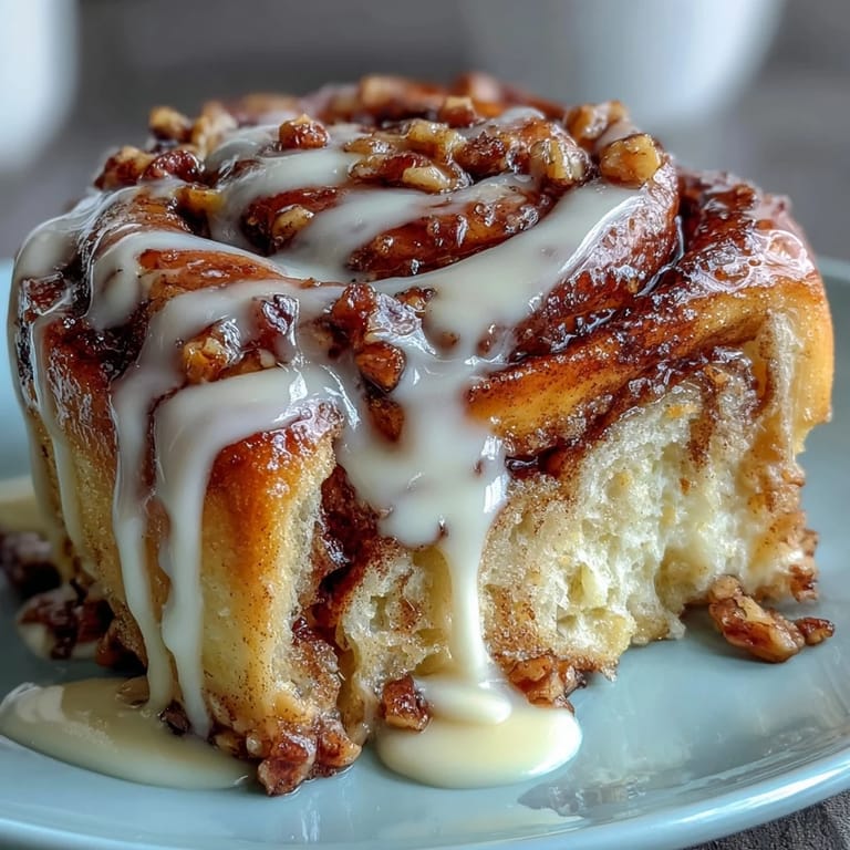 Fluffy cinnamon roll pancake casserole topped with rich cream cheese glaze, perfect for a decadent weekend brunch or holiday breakfast.