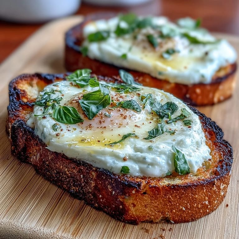 Sweet and savory honey peach burrata toast with basil and olive oil—perfect for an elegant spring appetizer.