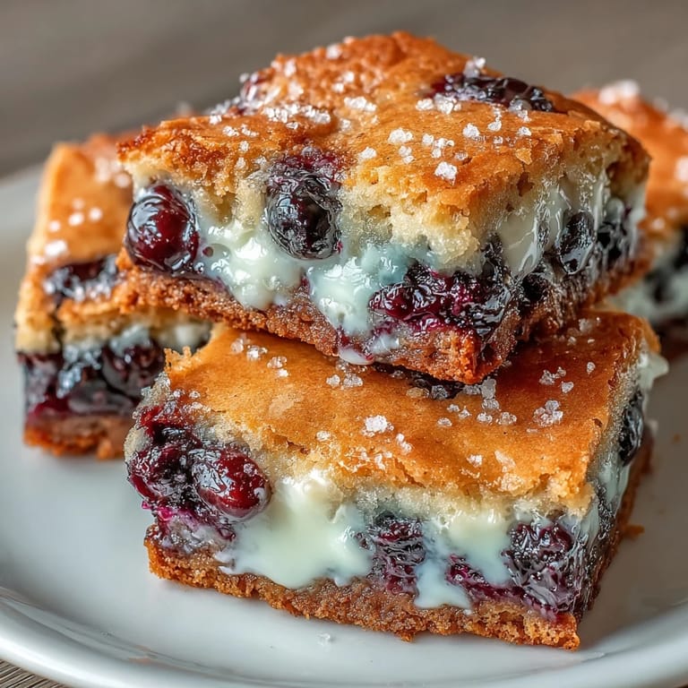 Freshly baked white chocolate lemon blueberry blondies, a perfect anytime dessert.