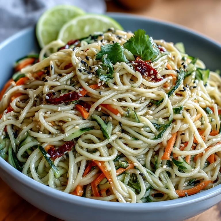 Refreshing soba noodle salad showcasing colorful veggies, perfect summer side dish.